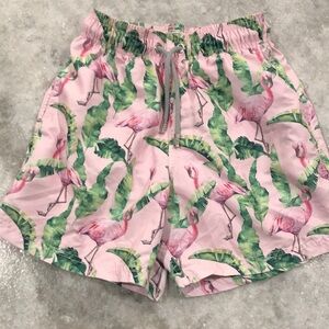 azul Siete Swim Trunks Mens Small Pink Flamingo Beach Coastal